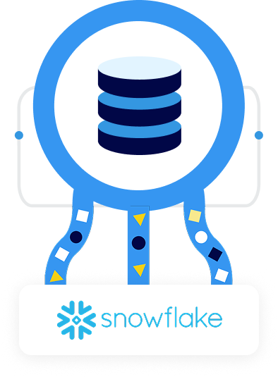 Illustration of a Snowflake data warehouse feeding a data pipeline