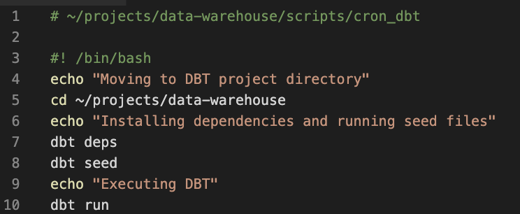 Basic Cron Job to run dbt